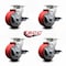 Service Caster Tool Box Caster Wheel Set 4'' Red Poly on Cast Iron Swivel Casters, 4PK TOOL-SCC-20S420-PUB-RS-TLB-4 - alternate 2